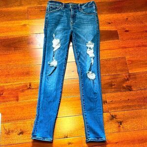 Abercrombie & Fitch Blue Skinny Jeans with Distressed Details 4R